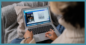 A dance teacher creating graphics on Canva