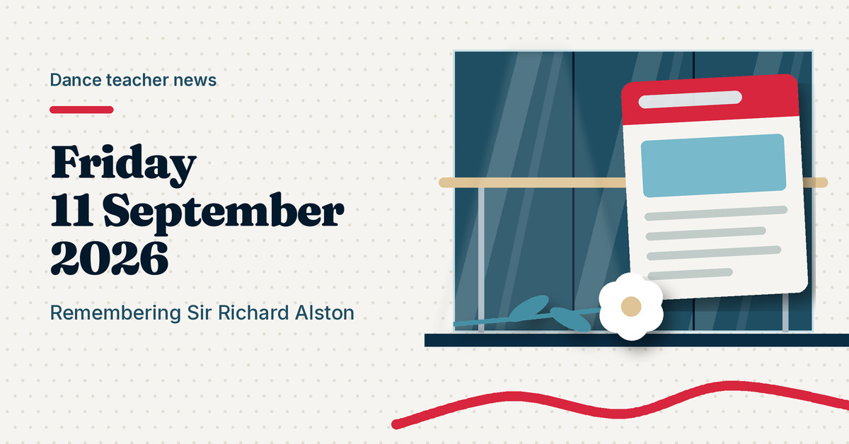 Illustration of a single white flower on a ledge beside a news page, next to the headline Friday 11 September 2026, Remembering Sir Richard Alston
