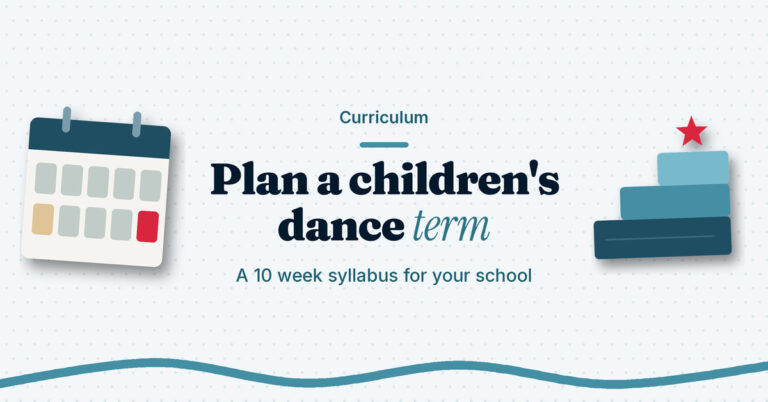 Dance teacher term planning graphic with a calendar and three steps topped by a red star