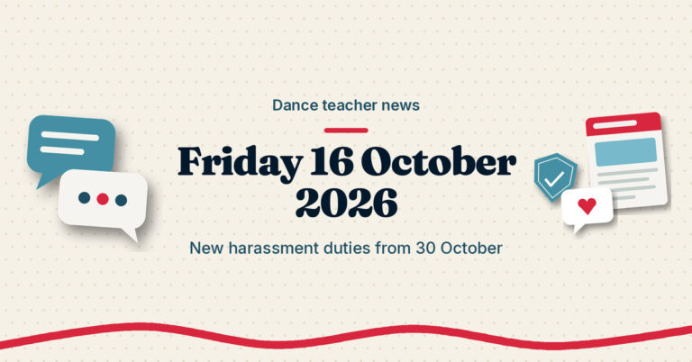 Home Illustration of speech bubbles, a shield with a tick and a news sheet, next to the headline Friday 16 October 2026, new harassment duties