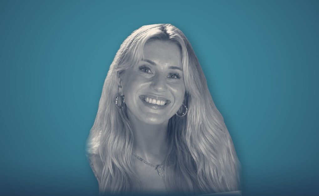 Jess Porter, portrait on a teal background