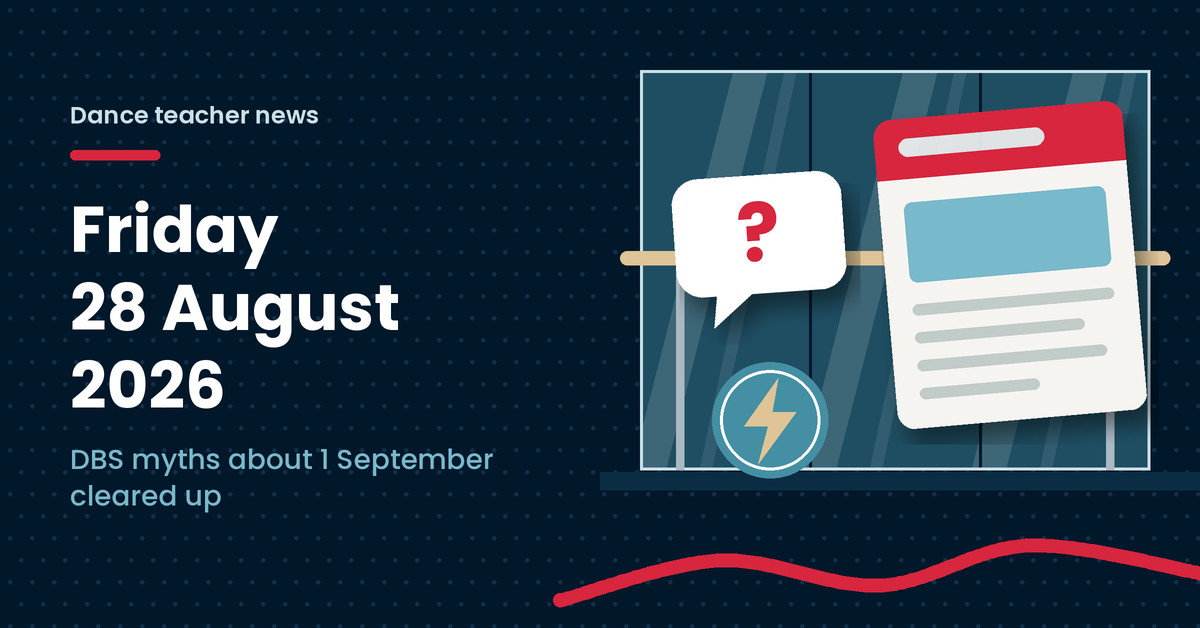 Illustration of a speech bubble, an energy bolt and a news page, next to the headline Friday 28 August 2026, DBS myths about 1 September cleared up